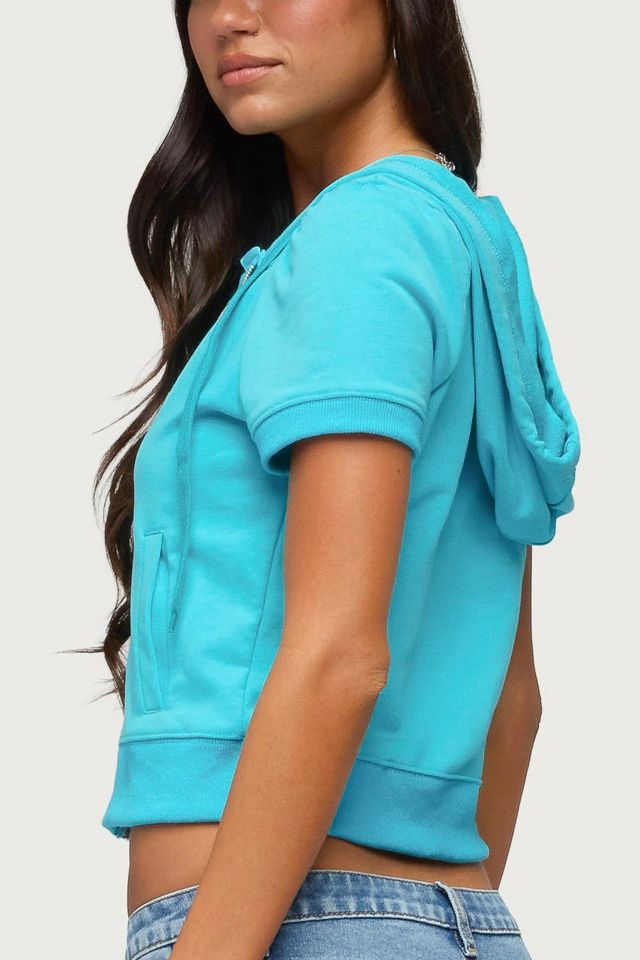 Edikted Daisi Short Sleeve Hoodie Top #4