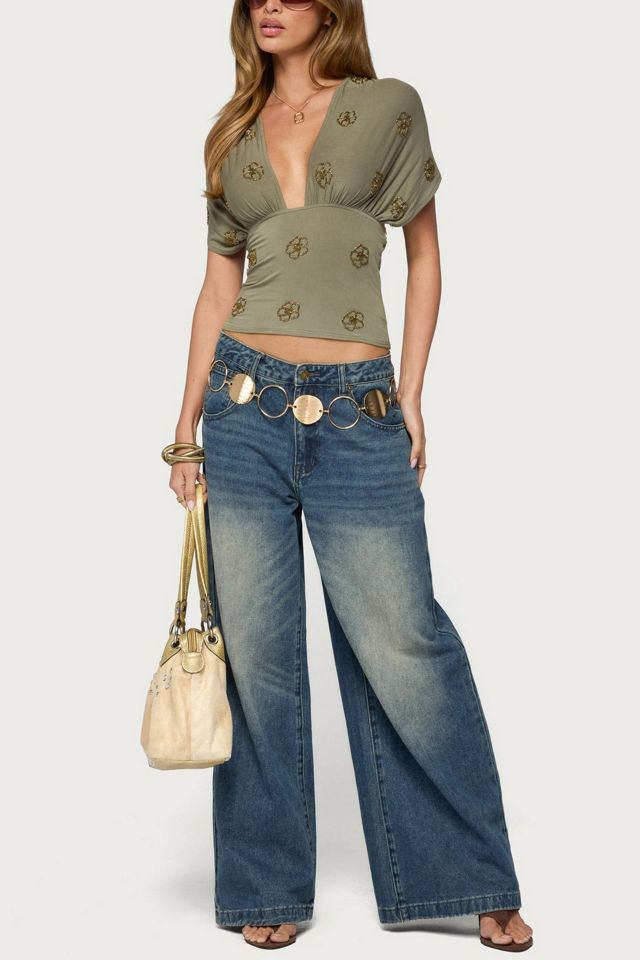 Edikted Ellora Beaded Flutter Tie Top #1