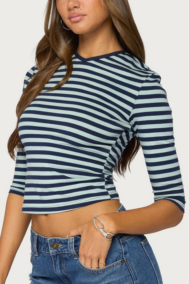 Edikted Esti Striped Three-Quarter Sleeve Top #2