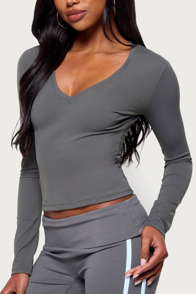 Edikted Ferne Long Sleeve V Neck Top #2