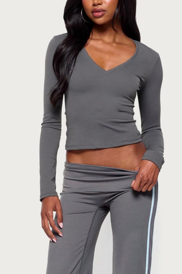 Edikted Ferne Long Sleeve V Neck Top #3