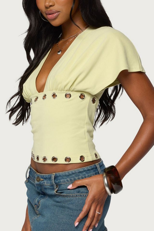 Edikted Isi Grommet Flutter Plunge Neck Top #2