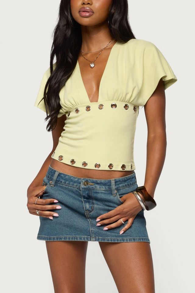 Edikted Isi Grommet Flutter Plunge Neck Top #3