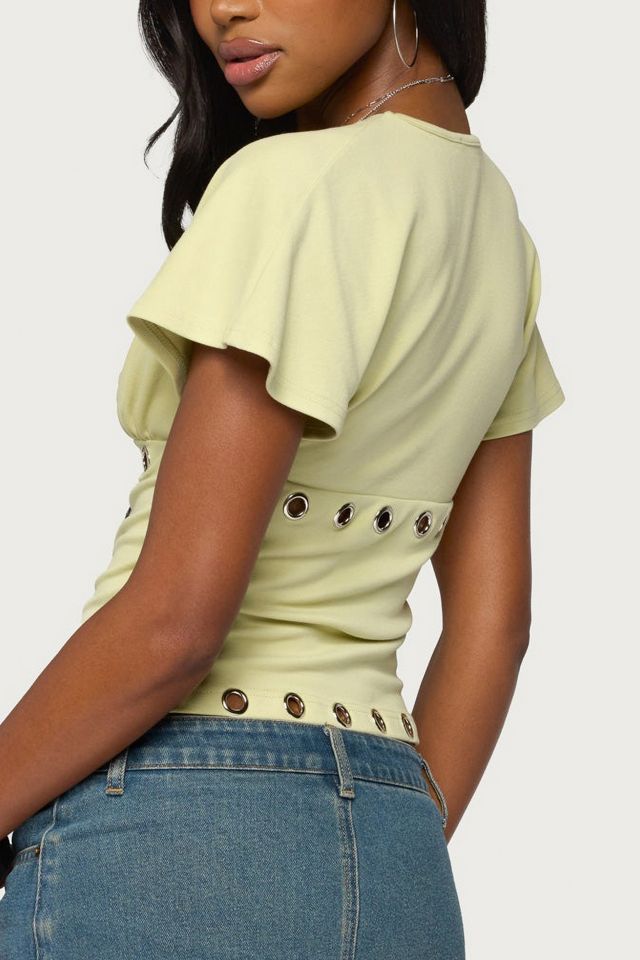 Edikted Isi Grommet Flutter Plunge Neck Top #4