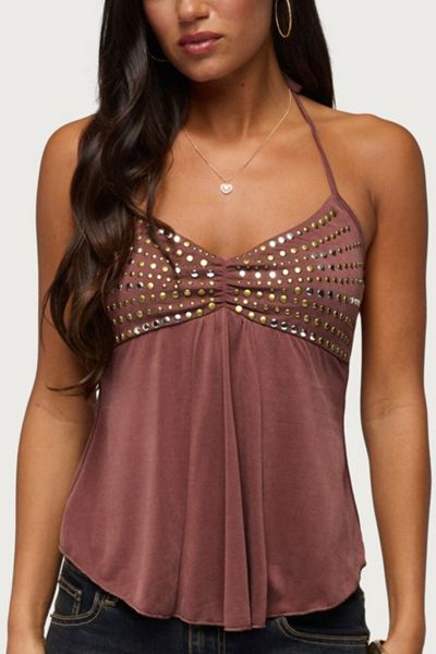 Edikted Ivana Studded Halter Top