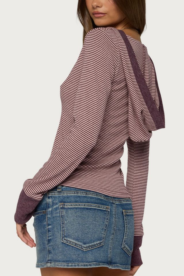 Edikted Kadia Striped Hooded Top #4