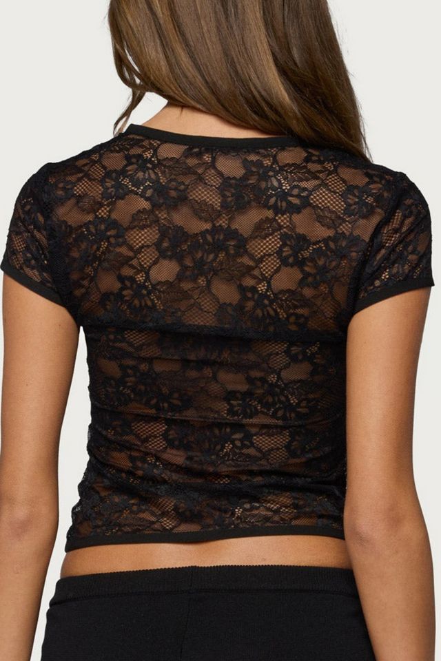 Edikted Jessi Sheer Lace Hook & Eye Top #4
