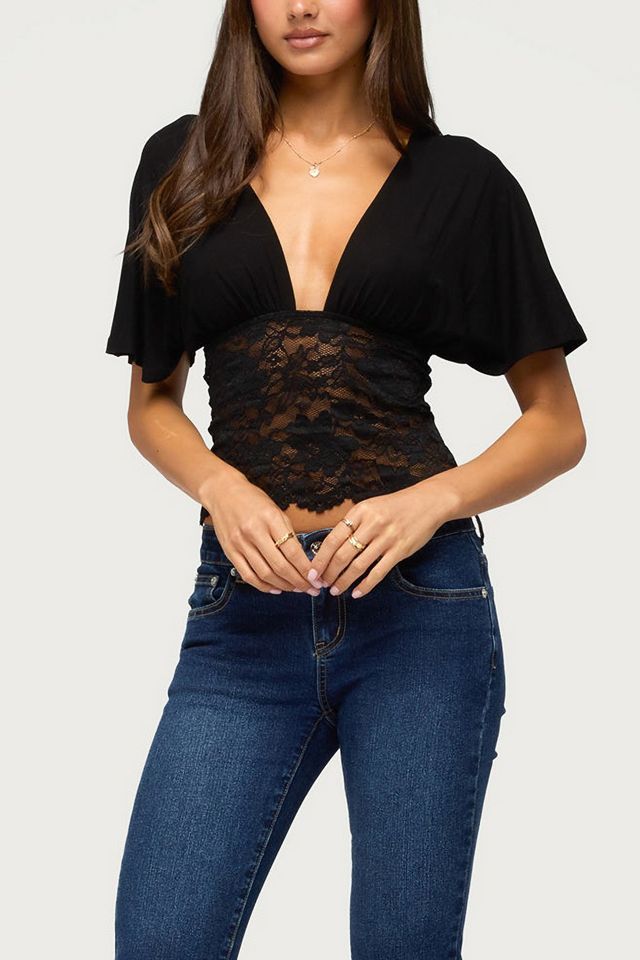 Edikted Jaeda Lacey Flutter Plunging Top #3