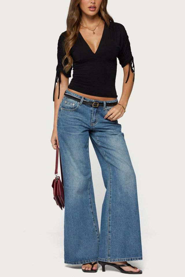 Edikted Muriel Drawstring V Neck Top #1