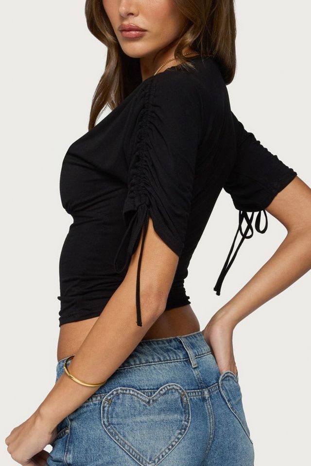 Edikted Muriel Drawstring V Neck Top #4