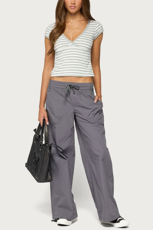 Edikted Laia Striped V Neck T Shirt #1