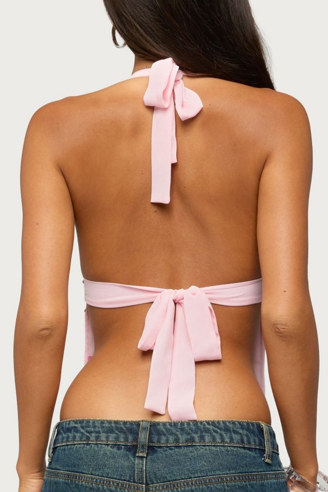 Edikted Roey Sequin Chiffon Backless Top #4