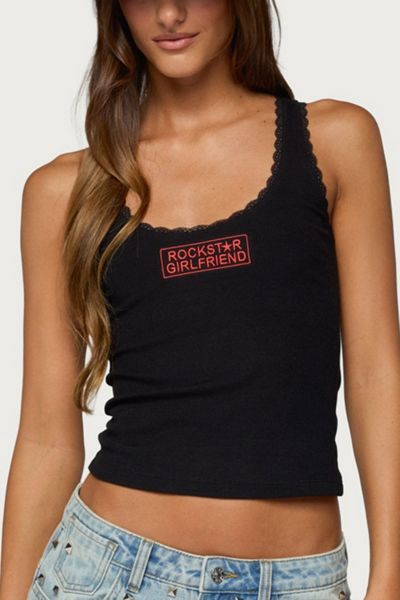 Edikted Rockstar Girlfriend Lacey Tank Top