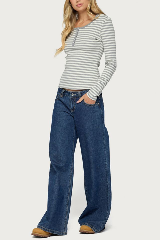 Edikted Roma Striped Henley Top #1
