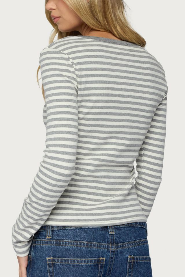 Edikted Roma Striped Henley Top #4