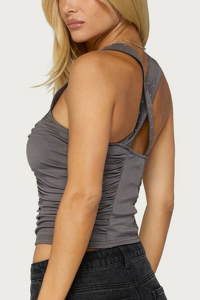 Edikted Whitt Studded Ruched Tank Top #2