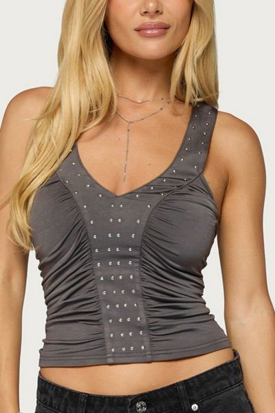 Edikted Whitt Studded Ruched Tank Top