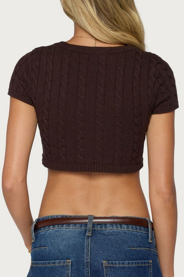 Edikted Zila Cropped Cable Knit Top #4
