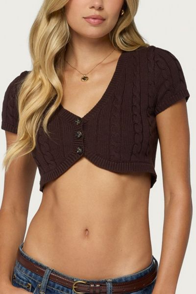 Edikted Zila Cropped Cable Knit Top