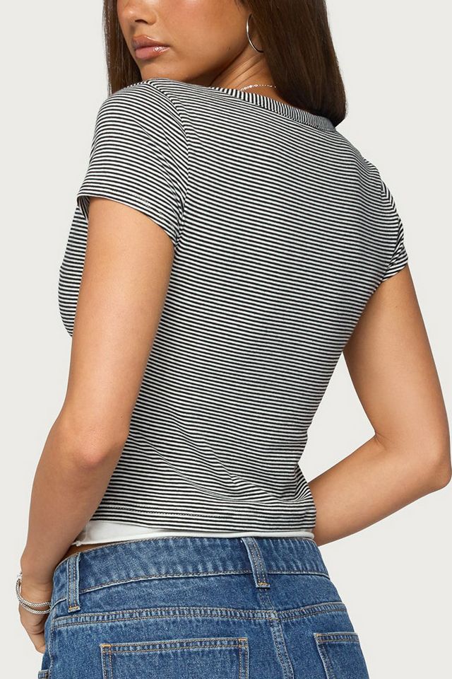 Edikted Yannah Striped Layered V Neck Top #4
