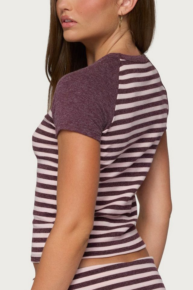 Edikted Stay Edikted Stripey Raglan T Shirt #4