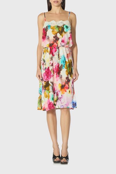 AFRM Tabitha Scalloped Lace Trim Midi Dress