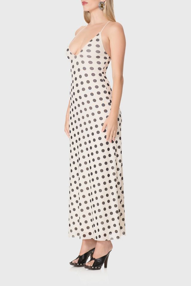 AFRM Romy Polka Dot Mesh Crisscross Strap Maxi Dress #1