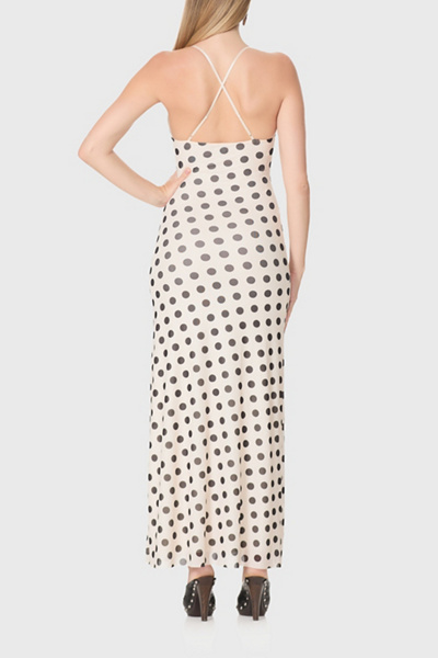AFRM Romy Polka Dot Mesh Crisscross Strap Maxi Dress