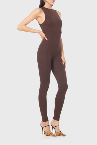 AFRM Kiki Espresso Knit Crepe Bodycon Jumpsuit