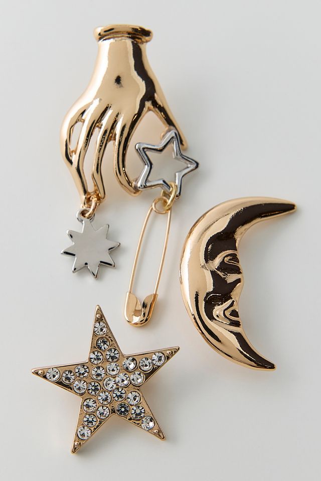 Celestial Mixed Metal Brooch Set #1