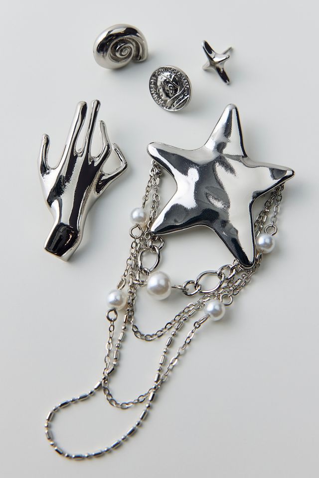 Star Whirl Draped Brooch Set #1