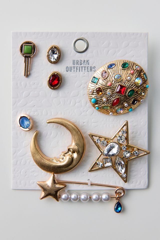 The Moon & Stars Gem Brooch Set #2