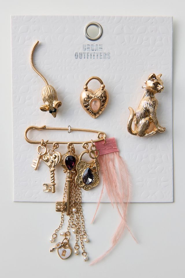 Cat & Mouse Brooch Set #3