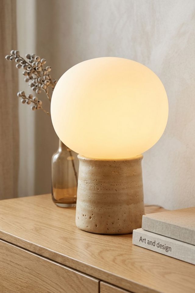 Brightech Neptune LED Travertine Stone Table Lamp #2