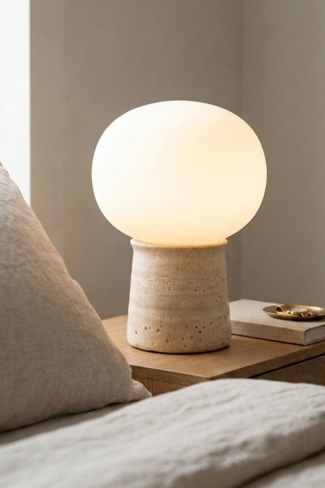 Brightech Neptune LED Travertine Stone Table Lamp #3