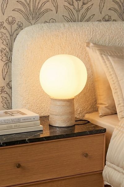 Brightech Neptune LED Travertine Stone Table Lamp
