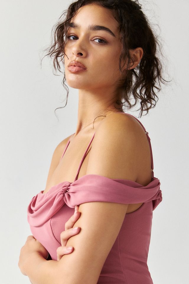 UO Cordelia Draped Cold Shoulder Mesh Mini Dress #2