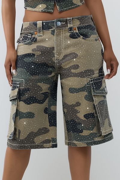 True Religion Big T Flap Embellished Camo Cargo Jort