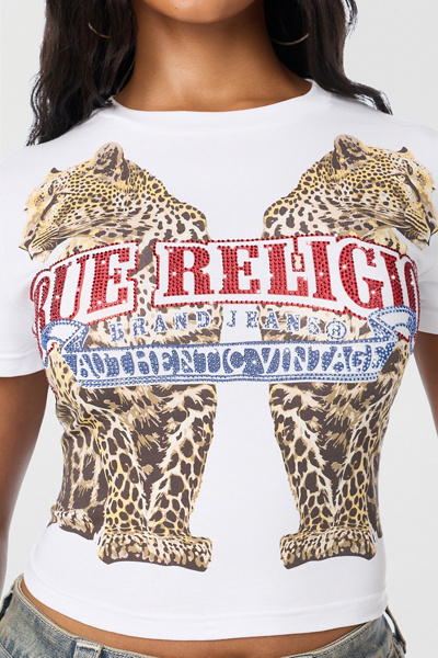 True Religion Crystal Cheetah Graphic Baby Tee