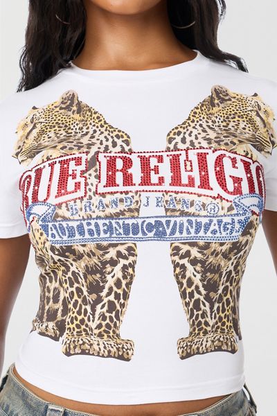 True Religion Crystal Cheetah Graphic Baby Tee