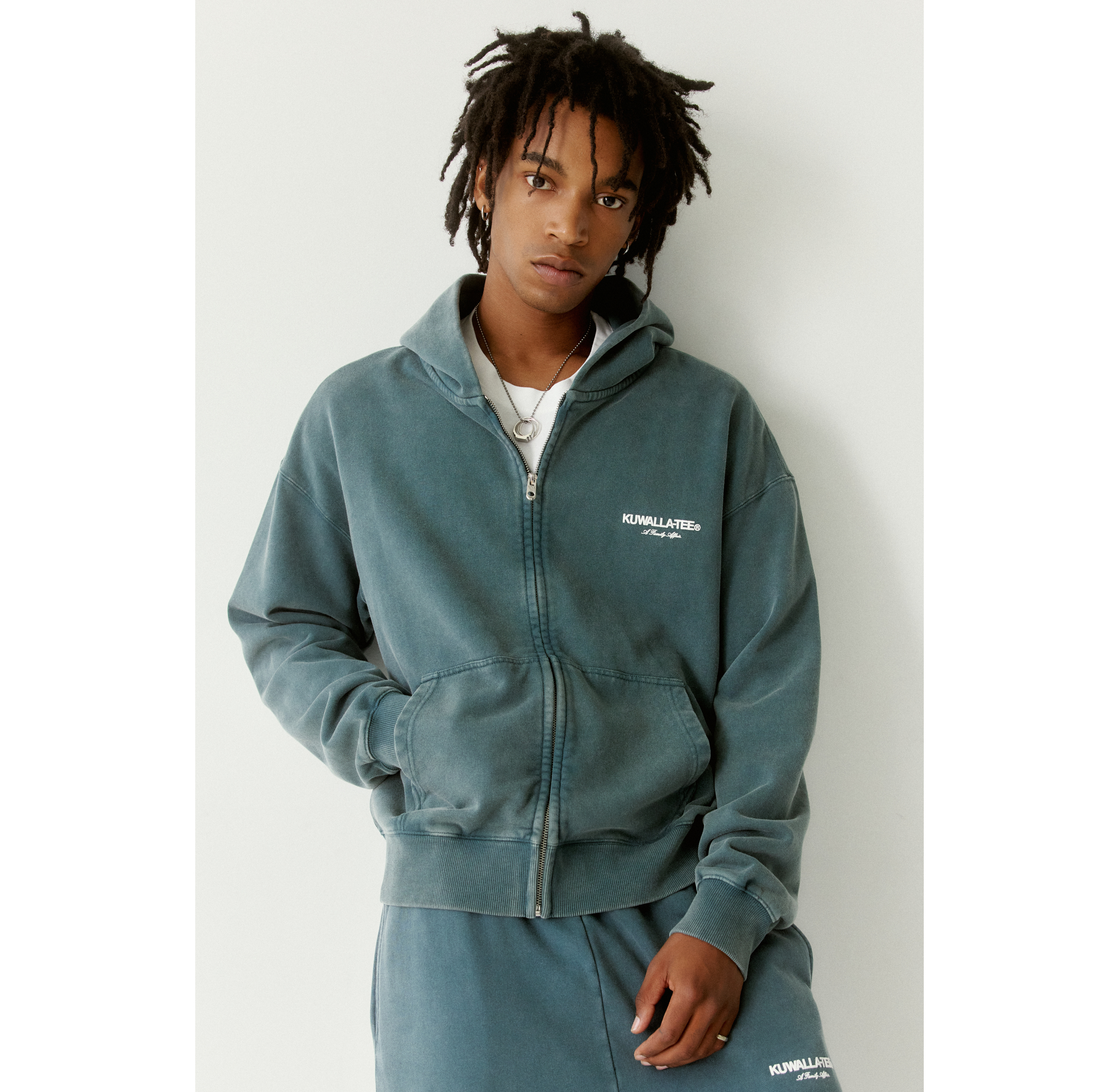 Kuawalla Tee Pigment Dye Zip-Up Hoodie Sweatshirt