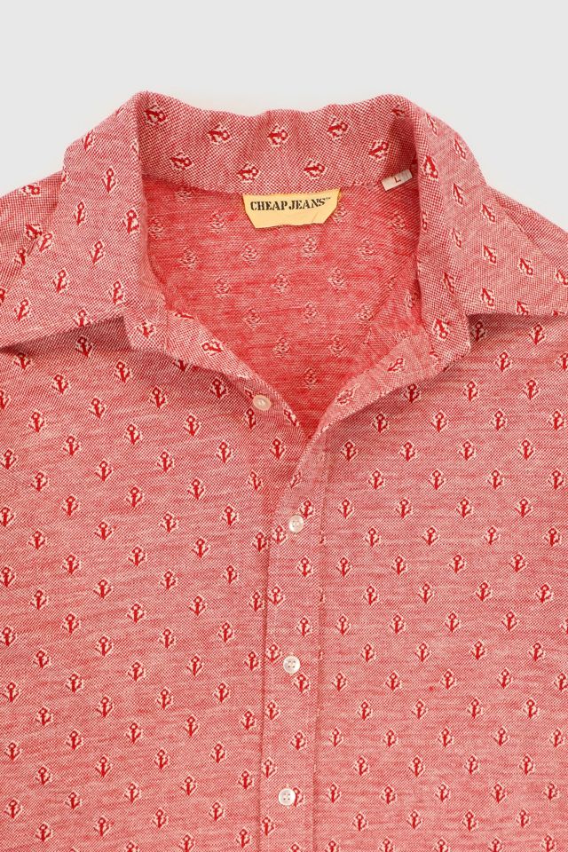 Vintage Anchor Pattern Button-Down Shirt #3