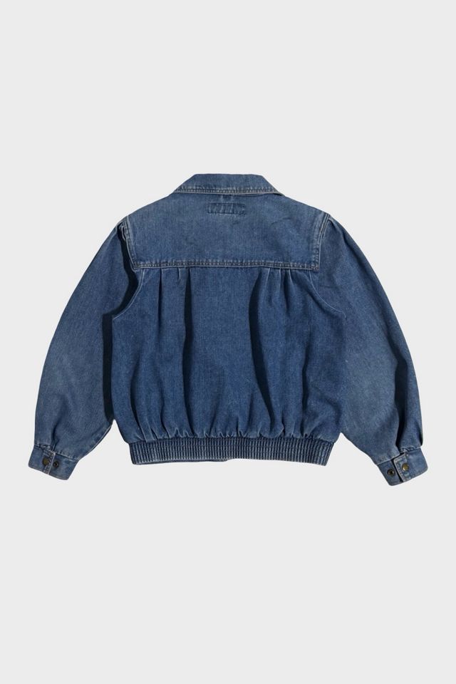 Vintage 1970's Denim Cropped Puff Sleeve Trucker Jacket #1
