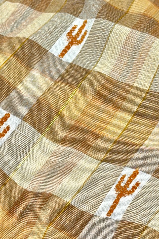 Vintage 1960's Plaid Cactus Print Western Pearl Snap Shirt #3
