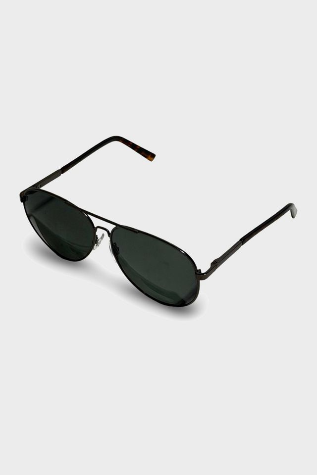 Vintage 1990's Gunmetal Tortoise Tip Aviator Sunglasses #1
