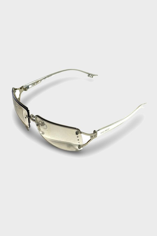 Vintage 1990's Nine West Silver Rimless Clear Lens Sunglasses #1