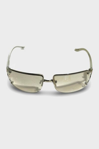 Vintage 1990's Nine West Silver Rimless Clear Lens Sunglasses