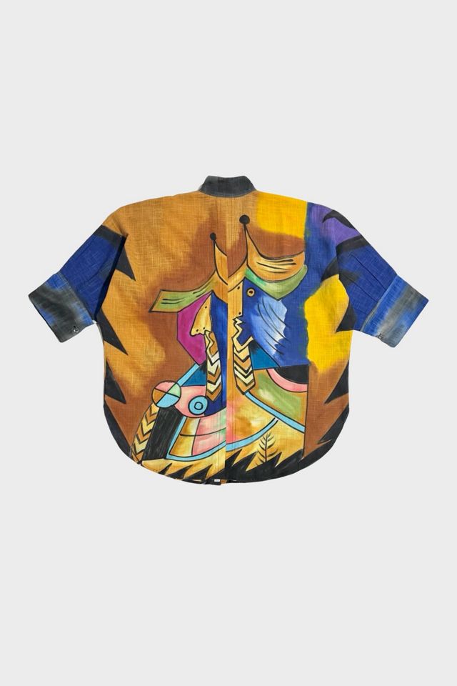 Vintage 1980's Hand Painted Abstract Art Shirt #1