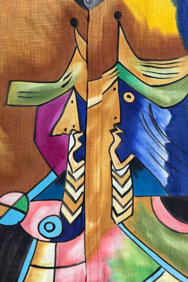 Vintage 1980's Hand Painted Abstract Art Shirt #2