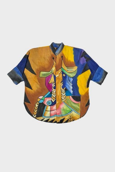Vintage 1980's Hand Painted Abstract Art Shirt